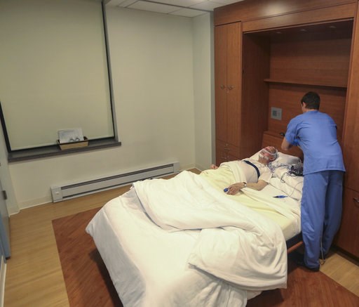 (AP Photo/Emiliano Rodriguez Mega). A technician prepares equipment to monitor Martin Braun's brain activity during a sleep study at the New York-Presbyterian/Weill Cornell Medical Center in New York on Wednesday June 27, 2018. Braun, 76, stopped using... (AP Photo/Emiliano Rodriguez Mega). A technician prepares equipment to monitor Martin Braun's brain activity during a sleep study at the New York-Presbyterian/Weill Cornell Medical Center in New York on Wednesday June 27, 2018. Braun, 76, stopped using...