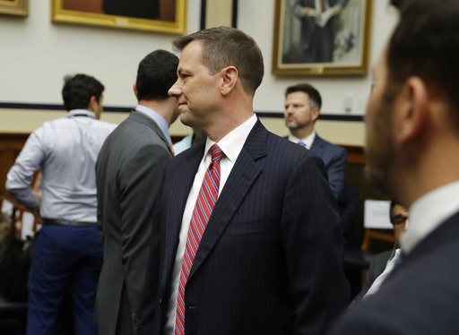 (AP Photo/Evan Vucci). FBI Deputy Assistant Director Peter Strzok, center, arrives to a hearing of the House Committees on the Judiciary and Oversight and Government Reform on "Oversight of FBI and DOJ Actions Surrounding the 2016 Election," on Capitol... (AP Photo/Evan Vucci). FBI Deputy Assistant Director Peter Strzok, center, arrives to a hearing of the House Committees on the Judiciary and Oversight and Government Reform on "Oversight of FBI and DOJ Actions Surrounding the 2016 Election," on Capitol...