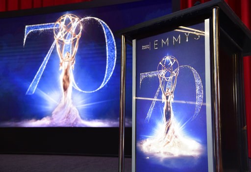(Photo by Chris Pizzello/Invision/AP). A screen and podium appear on stage at the 70th Primetime Emmy Nominations Announcements at the Television Academy's Saban Media Center on Thursday, July 12, 2018, in Los Angeles. (Photo by Chris Pizzello/Invision/AP). A screen and podium appear on stage at the 70th Primetime Emmy Nominations Announcements at the Television Academy's Saban Media Center on Thursday, July 12, 2018, in Los Angeles.