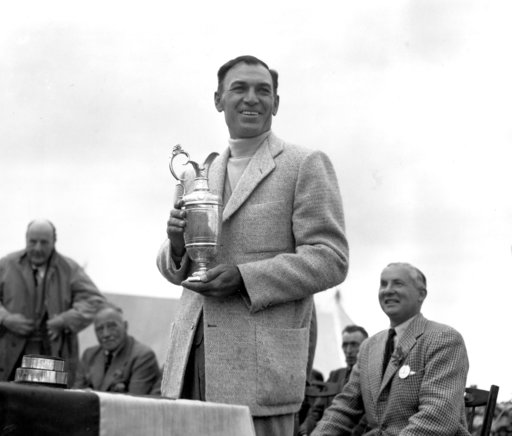 (AP Photo/Dennis Lee Royle, File). FILE - In this July 10, 1953, file photo, Ben Hogan holds his trophy after winning the British Open Golf Championship at Carnoustie, Scotland. Carnoustie is known more for the calamity it causes than the British Open ... (AP Photo/Dennis Lee Royle, File). FILE - In this July 10, 1953, file photo, Ben Hogan holds his trophy after winning the British Open Golf Championship at Carnoustie, Scotland. Carnoustie is known more for the calamity it causes than the British Open ...