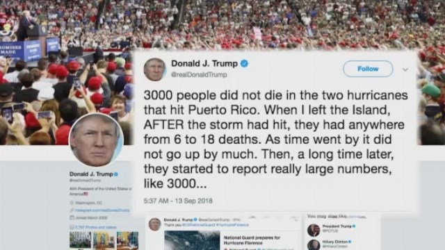 Trump turns back to Maria, falsely says Dems inflated toll