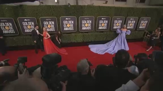 No. 1 on the Golden Globes carpet: Statement beauty, bling