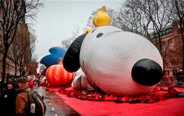 balloon is partially inflated on Wednesday, Nov. 27, 2013 in New York
