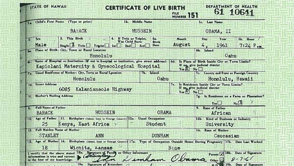 white house obama birth certificate. (Source: White House)