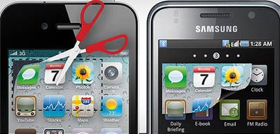 Apple won big in this case by claiming that Samsung mimicked the design of iOS icons and layouts, including a home tray of icons. (Image courtesy of Digital Trends)