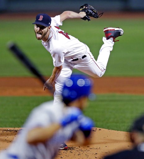 (AP Photo/Charles Krupa). Boston Red Sox starting pitcher Chris Sale delivers during the first inning of a baseball game against the Toronto Blue Jays at Fenway Park in Boston, Tuesday, Sept. 11, 2018. (AP Photo/Charles Krupa). Boston Red Sox starting pitcher Chris Sale delivers during the first inning of a baseball game against the Toronto Blue Jays at Fenway Park in Boston, Tuesday, Sept. 11, 2018.