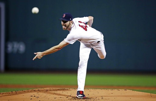(AP Photo/Charles Krupa). Boston Red Sox starting pitcher Chris Sale delivers during the first inning of a baseball game against the Toronto Blue Jays at Fenway Park in Boston, Tuesday, Sept. 11, 2018. (AP Photo/Charles Krupa). Boston Red Sox starting pitcher Chris Sale delivers during the first inning of a baseball game against the Toronto Blue Jays at Fenway Park in Boston, Tuesday, Sept. 11, 2018.