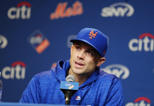 (AP Photo/Frank Franklin II). New York Mets third baseman David Wright speak during a news conference before a baseball game against the Miami Marlins, Thursday, Sept. 13, 2018, in New York. (AP Photo/Frank Franklin II). New York Mets third baseman David Wright speak during a news conference before a baseball game against the Miami Marlins, Thursday, Sept. 13, 2018, in New York.