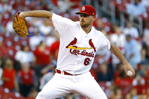 (AP Photo/Billy Hurst). St. Louis Cardinals starting pitcher Austin Gomber throws during the first inning of a baseball game against the Los Angeles Dodgers, Thursday, Sept. 13, 2018, in St. Louis. (AP Photo/Billy Hurst). St. Louis Cardinals starting pitcher Austin Gomber throws during the first inning of a baseball game against the Los Angeles Dodgers, Thursday, Sept. 13, 2018, in St. Louis.
