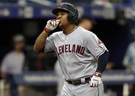 (AP Photo/Chris O'Meara). Cleveland Indians' Jose Ramirez reacts as he runs around the bases after his home run off Tampa Bay Rays starting pitcher Blake Snell during the seventh inning of a baseball game Wednesday, Sept. 12, 2018, in St. Petersburg, F... (AP Photo/Chris O'Meara). Cleveland Indians' Jose Ramirez reacts as he runs around the bases after his home run off Tampa Bay Rays starting pitcher Blake Snell during the seventh inning of a baseball game Wednesday, Sept. 12, 2018, in St. Petersburg, F...