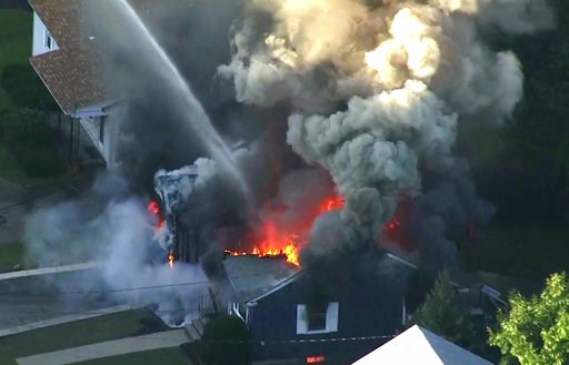 (WCVB via AP). In this image take from video provided by WCVB in Boston, flames consume the roof of a home in Lawrence, Mass, a suburb of Boston, Thursday, Sept. 13, 2018. Emergency crews are responding to what they believe is a series of gas explosion... (WCVB via AP). In this image take from video provided by WCVB in Boston, flames consume the roof of a home in Lawrence, Mass, a suburb of Boston, Thursday, Sept. 13, 2018. Emergency crews are responding to what they believe is a series of gas explosion...