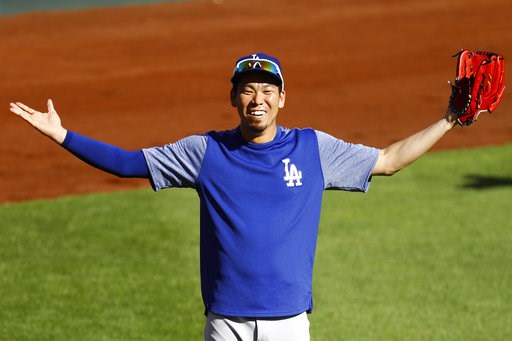 (AP Photo/Billy Hurst). Los Angeles Dodgers' Kenta Maeda warms up prior to a baseball game against the St. Louis Cardinals, Thursday, Sept. 13, 2018, in St. Louis. (AP Photo/Billy Hurst). Los Angeles Dodgers' Kenta Maeda warms up prior to a baseball game against the St. Louis Cardinals, Thursday, Sept. 13, 2018, in St. Louis.