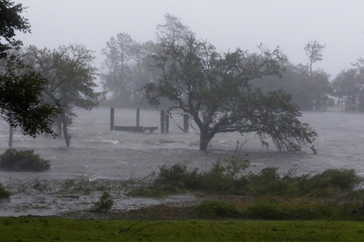 (AP Photo/Tom Copeland). High winds and storm surge from Hurricane Florence hits Swansboro N.C., Friday, Sept. 14, 2018. (AP Photo/Tom Copeland). High winds and storm surge from Hurricane Florence hits Swansboro N.C., Friday, Sept. 14, 2018.