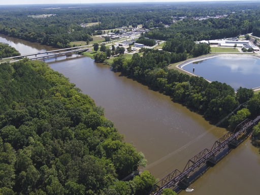 (DroneBase via AP, File). FILE - In this Tuesday afternoon, Sept. 12, 2018 file photo provided by DroneBase, an aerial view of the Cape Fear River, N.C., in Buckhorn, N.C. is shown ahead of Hurricane Florence. Record flooding is expected on North Carol... (DroneBase via AP, File). FILE - In this Tuesday afternoon, Sept. 12, 2018 file photo provided by DroneBase, an aerial view of the Cape Fear River, N.C., in Buckhorn, N.C. is shown ahead of Hurricane Florence. Record flooding is expected on North Carol...