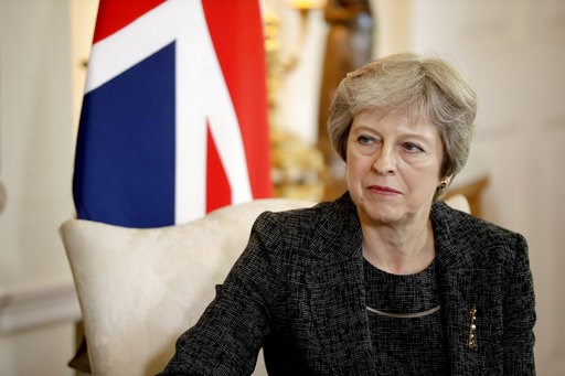 (Matt Dunham, Pool Photo via AP, File). FILE - In this July 24, 2018 file photo, British Prime Minister Theresa May listens at the start of her meeting with the Qatar's emir at 10 Downing Street in London. May has told the BBC in an interview scheduled... (Matt Dunham, Pool Photo via AP, File). FILE - In this July 24, 2018 file photo, British Prime Minister Theresa May listens at the start of her meeting with the Qatar's emir at 10 Downing Street in London. May has told the BBC in an interview scheduled...