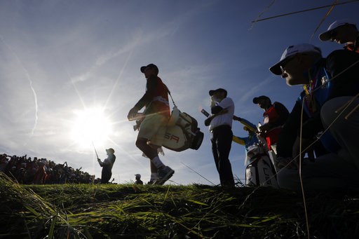 (AP Photo/Laurent Cipriani). Webb Simpson of the US is silhouetted as he tees off on the 13th hole during his foursome match on the second day of the 2018 Ryder Cup at Le Golf National in Saint Quentin-en-Yvelines, outside Paris, France, Saturday, Sept... (AP Photo/Laurent Cipriani). Webb Simpson of the US is silhouetted as he tees off on the 13th hole during his foursome match on the second day of the 2018 Ryder Cup at Le Golf National in Saint Quentin-en-Yvelines, outside Paris, France, Saturday, Sept...