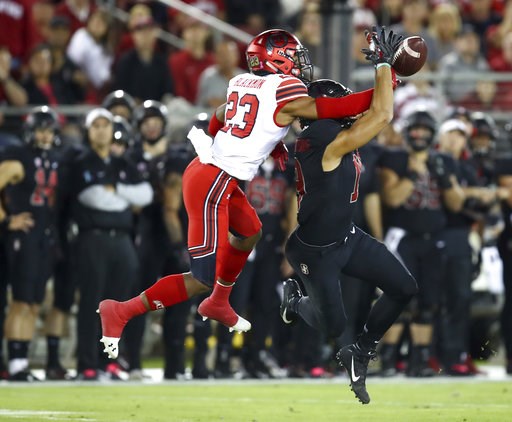 (AP Photo/Ben Margot). Utah's Julian Blackmon (23) breaks up a pass intended for Stanford's JJ Arcega-Whiteside during the first half of an NCAA college football game Saturday, Oct. 6, 2018, in Stanford, Calif. (AP Photo/Ben Margot). Utah's Julian Blackmon (23) breaks up a pass intended for Stanford's JJ Arcega-Whiteside during the first half of an NCAA college football game Saturday, Oct. 6, 2018, in Stanford, Calif.