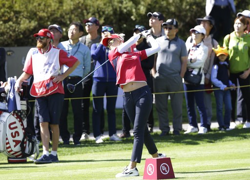 (AP Photo/Ahn Young-joon). Michelle Wie of the United States watches her shot on the 6th hole during the final round of the LPGA's UL International Crown golf tournament at the Jack Nicklaus Golf Club Korea in Incheon, South Korea, Sunday, Oct. 7, 2018. (AP Photo/Ahn Young-joon). Michelle Wie of the United States watches her shot on the 6th hole during the final round of the LPGA's UL International Crown golf tournament at the Jack Nicklaus Golf Club Korea in Incheon, South Korea, Sunday, Oct. 7, 2018.