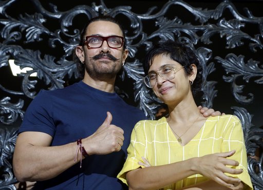 (AP Photo/Rajanish Kakade, File). FILE - In this March 14, 2018 file photo, Bollywood actor Aamir Khan stands wife his wife Kiran Rao at their residence in Mumbai, India. On October 10, actor and heavyweight Bollywood producer Aamir Khan and his wife K... (AP Photo/Rajanish Kakade, File). FILE - In this March 14, 2018 file photo, Bollywood actor Aamir Khan stands wife his wife Kiran Rao at their residence in Mumbai, India. On October 10, actor and heavyweight Bollywood producer Aamir Khan and his wife K...