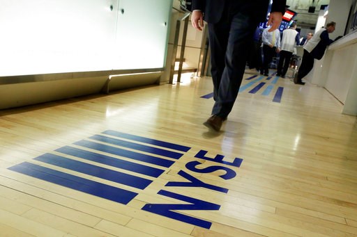 (AP Photo/Richard Drew, File). FILE- In this April 5, 2018, file photo a NYSE logo adorns the entrance to the trading floor the New York Stock Exchange. The U.S. stock market opens at 9:30 a.m. EDT on Thursday, Oct. 11. (AP Photo/Richard Drew, File). FILE- In this April 5, 2018, file photo a NYSE logo adorns the entrance to the trading floor the New York Stock Exchange. The U.S. stock market opens at 9:30 a.m. EDT on Thursday, Oct. 11.