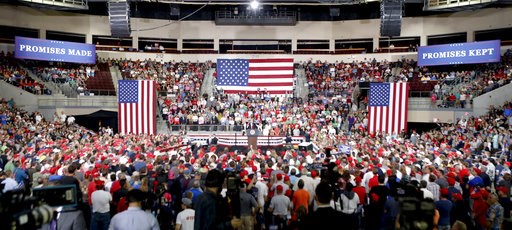 (AP Photo/Keith Srakocic). President Donald Trump speaks at a rally endorsing the Republican ticket in Pennsylvania on Wednesday, Oct. 10, 2018 in Erie, Pa. (AP Photo/Keith Srakocic). President Donald Trump speaks at a rally endorsing the Republican ticket in Pennsylvania on Wednesday, Oct. 10, 2018 in Erie, Pa.
