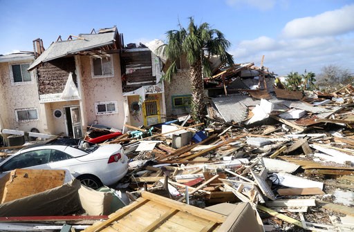 (Douglas R. Clifford/Tampa Bay Times via AP). The coastal township of Mexico Beach, Fla., lays devastated on Thursday, Oct. 11, 2018, after Hurricane Michael made landfall on Wednesday in the Florida Panhandle. (Douglas R. Clifford/Tampa Bay Times via AP). The coastal township of Mexico Beach, Fla., lays devastated on Thursday, Oct. 11, 2018, after Hurricane Michael made landfall on Wednesday in the Florida Panhandle.