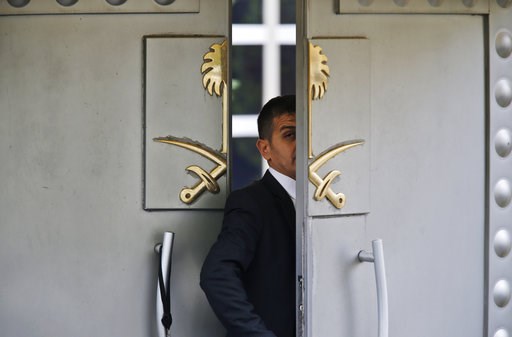 (AP Photo/Lefteris Pitarakis, File). FILE - In this Tuesday, Oct. 9, 2018 file photo, a security guard walks in the Saudi Arabia consulate in Istanbul, Turkey. The Trump administration’s ongoing courtship of Saudi Arabia is on pause over allegations th... (AP Photo/Lefteris Pitarakis, File). FILE - In this Tuesday, Oct. 9, 2018 file photo, a security guard walks in the Saudi Arabia consulate in Istanbul, Turkey. The Trump administration’s ongoing courtship of Saudi Arabia is on pause over allegations th...
