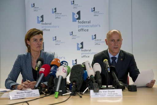 (AP Photo/Francisco Seco). Federal Prosecutor Spokespersons Wenke Roggen, left, and Eric Van Duyse read a press release at the Belgium Federal Prosecutor Office in Brussels, Thursday, Oct. 11, 2018. Belgian authorities charged five people Thursday in r... (AP Photo/Francisco Seco). Federal Prosecutor Spokespersons Wenke Roggen, left, and Eric Van Duyse read a press release at the Belgium Federal Prosecutor Office in Brussels, Thursday, Oct. 11, 2018. Belgian authorities charged five people Thursday in r...