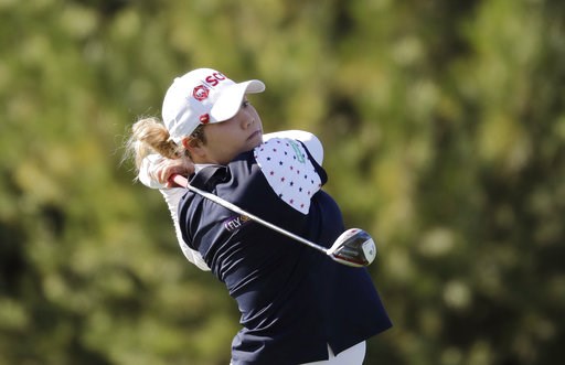 (AP Photo/Lee Jin-man). Ariya Jutanugarn of Thailand watches her shot on the second hole during the second round of the LPGA KEB Hana Bank Championship at Sky72 Golf Club in Incheon, South Korea, Friday, Oct. 12, 2018. (AP Photo/Lee Jin-man). Ariya Jutanugarn of Thailand watches her shot on the second hole during the second round of the LPGA KEB Hana Bank Championship at Sky72 Golf Club in Incheon, South Korea, Friday, Oct. 12, 2018.