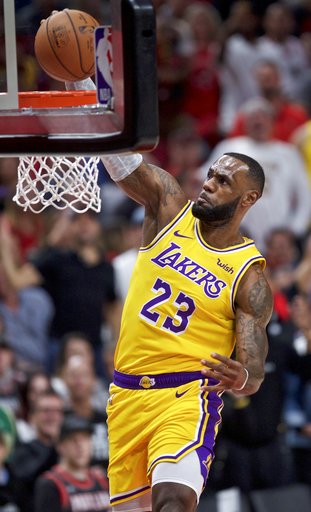 Blazers spoil James' debut with 128-119 win over the Lakers