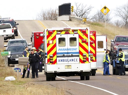 (Steve Kinderman/The Eau Claire Leader-Telegram via AP). Emergency medical personnel gather at the scene of a hit-and-run accident Saturday, Nov. 3, 2018, in Lake Hallie, Wis., that killed two girls and an adult. (Steve Kinderman/The Eau Claire Leader-Telegram via AP). Emergency medical personnel gather at the scene of a hit-and-run accident Saturday, Nov. 3, 2018, in Lake Hallie, Wis., that killed two girls and an adult.