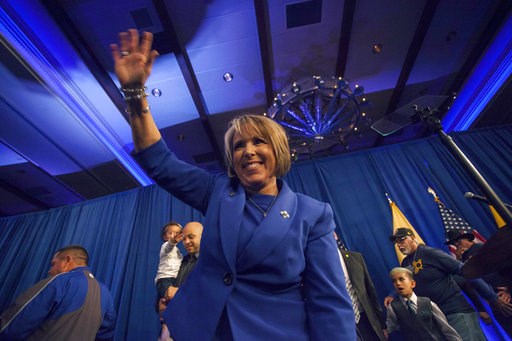 (AP Photo/Juan Labreche). New Mexico Gov.-elect Michelle Lujan-Grisham waves to supporters following her acceptance speech in Albuquerque, N.M. Tuesday, Nov. 6, 2018. (AP Photo/Juan Labreche). New Mexico Gov.-elect Michelle Lujan-Grisham waves to supporters following her acceptance speech in Albuquerque, N.M. Tuesday, Nov. 6, 2018.