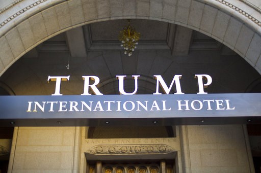 (AP Photo/Pablo Martinez Monsivais, File). FILE - This Monday, Sept. 12, 2016, file photo, shows the exterior of the Trump International Hotel in downtown Washington. A federal judge denied the Justice Department’s efforts to halt legal proceedings in ... (AP Photo/Pablo Martinez Monsivais, File). FILE - This Monday, Sept. 12, 2016, file photo, shows the exterior of the Trump International Hotel in downtown Washington. A federal judge denied the Justice Department’s efforts to halt legal proceedings in ...