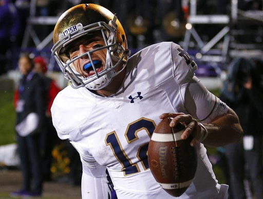 AP sources: Notre Dame QB Wimbush to start for ailing Book