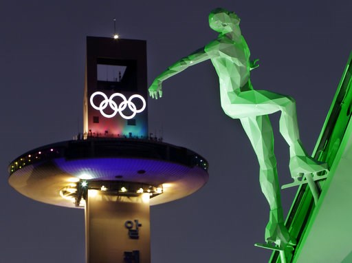 (AP Photo/Michael Probst, File). FILE - In this Feb. 9, 2018 file photo, a speed skating figure is displayed in front of the Alpensia Ski Jumping Center ahead of the 2018 Winter Olympics in Pyeongchang, South Korea. A growing sex-abuse problem in Olymp... (AP Photo/Michael Probst, File). FILE - In this Feb. 9, 2018 file photo, a speed skating figure is displayed in front of the Alpensia Ski Jumping Center ahead of the 2018 Winter Olympics in Pyeongchang, South Korea. A growing sex-abuse problem in Olymp...