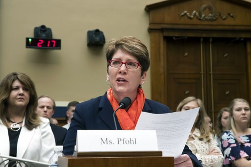 (AP Photo/J. Scott Applewhite, File). FILE - In this May 23, 2018 file photo, U.S. Center for SafeSport President and CEO Shellie Pfohl testifies before the House Commerce Oversight and Investigations Subcommittee about the Olympic community's ability ... (AP Photo/J. Scott Applewhite, File). FILE - In this May 23, 2018 file photo, U.S. Center for SafeSport President and CEO Shellie Pfohl testifies before the House Commerce Oversight and Investigations Subcommittee about the Olympic community's ability ...