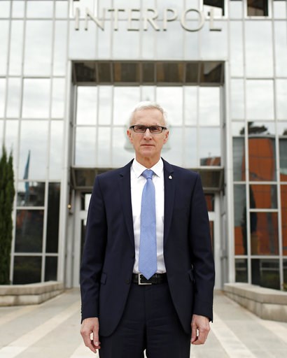 (AP Photo/Laurent Cipriani). Interpol Secretary General Jurgen Stock poses a the international police agency in Lyon, central France, Thursday, Nov.8, 2018. (AP Photo/Laurent Cipriani). Interpol Secretary General Jurgen Stock poses a the international police agency in Lyon, central France, Thursday, Nov.8, 2018.