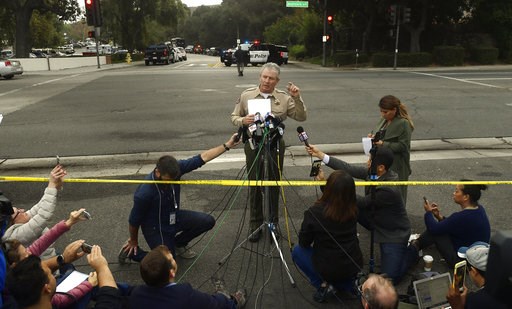 (AP Photo/Mark J. Terrill). Ventura County Sheriff Geoff Dean speaks to reporters near the scene in Thousand Oaks, Calif., on Thursday, Nov. 8, 2018, where a gunman opened fire the previous night inside a country dance bar crowded with hundreds of peop... (AP Photo/Mark J. Terrill). Ventura County Sheriff Geoff Dean speaks to reporters near the scene in Thousand Oaks, Calif., on Thursday, Nov. 8, 2018, where a gunman opened fire the previous night inside a country dance bar crowded with hundreds of peop...