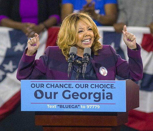 (Alyssa Pointer/Atlanta Journal-Constitution via AP, File). CORRECTS THAT REPUBLICAN REP. KAREN HANDEL FACED A RISK OF LOSING HER SEAT, NOT MCBATH, HER CHALLENGER - FILE - In a Friday, Nov. 2, 2018 file photo, Democrat Lucy McBath speaks during a rally... (Alyssa Pointer/Atlanta Journal-Constitution via AP, File). CORRECTS THAT REPUBLICAN REP. KAREN HANDEL FACED A RISK OF LOSING HER SEAT, NOT MCBATH, HER CHALLENGER - FILE - In a Friday, Nov. 2, 2018 file photo, Democrat Lucy McBath speaks during a rally...