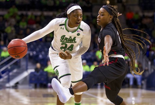 Ogunbowale, No. 1 Irish open with 103-58 rout of Harvard