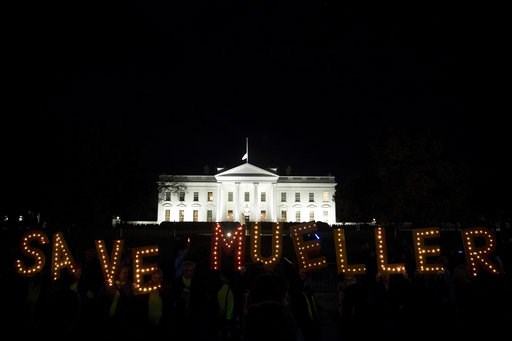 (AP Photo/Andrew Harnik). Protesters gather in front of the White House in Washington, Thursday, Nov. 8, 2018, as part of a nationwide "Protect Mueller" campaign demanding that Acting U.S. Attorney General Matthew Whitaker recuse himself from overseein... (AP Photo/Andrew Harnik). Protesters gather in front of the White House in Washington, Thursday, Nov. 8, 2018, as part of a nationwide "Protect Mueller" campaign demanding that Acting U.S. Attorney General Matthew Whitaker recuse himself from overseein...