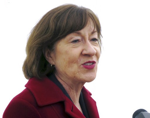 (AP Photo/David Sharp). Sen. Susan Collins speaks to the media outside Bath Iron works, where she spoke during a ceremony marking construction of a new warship, Friday, Nov. 9, 2018, in Brunswick, Maine. (AP Photo/David Sharp). Sen. Susan Collins speaks to the media outside Bath Iron works, where she spoke during a ceremony marking construction of a new warship, Friday, Nov. 9, 2018, in Brunswick, Maine.