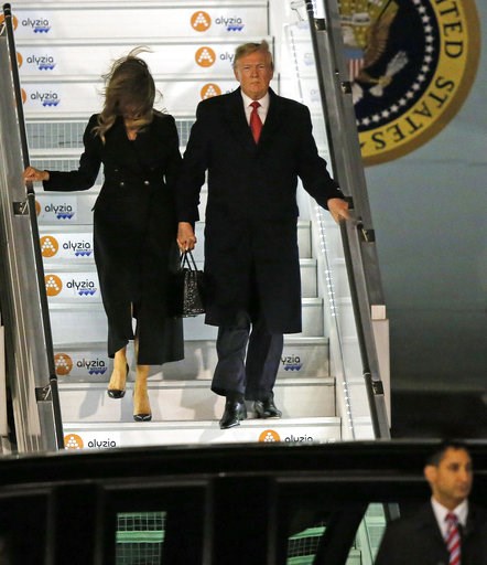(AP Photo/Michel Euler). President Donald Trump and first lady Melania Trump alight from Air Force One, after arriving at Orly airport near Paris, Friday, Nov. 9, 2018. Trump is joining other world leaders at centennial commemorations in Paris this wee... (AP Photo/Michel Euler). President Donald Trump and first lady Melania Trump alight from Air Force One, after arriving at Orly airport near Paris, Friday, Nov. 9, 2018. Trump is joining other world leaders at centennial commemorations in Paris this wee...