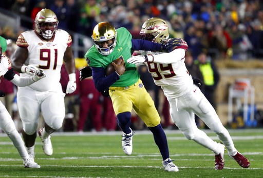 Backup QB Wimbush, defense help No. 3 Irish dominate FSU