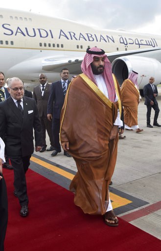 (G20 Argentina via AP). In this photo provided by the G20 Argentina press office, Saudi Arabia's Crown Prince Mohammed bin Salman deplanes at the airport in Buenos Aires, Argentina, Wednesday, Nov. 28, 2018. The prince, who will attend the two-day G20 ... (G20 Argentina via AP). In this photo provided by the G20 Argentina press office, Saudi Arabia's Crown Prince Mohammed bin Salman deplanes at the airport in Buenos Aires, Argentina, Wednesday, Nov. 28, 2018. The prince, who will attend the two-day G20 ...
