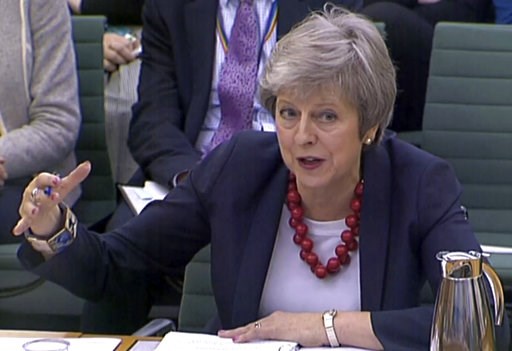 (PA via AP). Prime Minister Theresa May gives evidence before the Liaison Committee on matters relating to Brexit at Portcullis House in London, Thursday, Nov. 29, 2018. The governor of the Bank of England Mark Carney says most British businesses aren'... (PA via AP). Prime Minister Theresa May gives evidence before the Liaison Committee on matters relating to Brexit at Portcullis House in London, Thursday, Nov. 29, 2018. The governor of the Bank of England Mark Carney says most British businesses aren'...