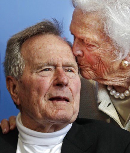 (AP Photo/Charles Krupa, File). FILE - In this June 12, 2012 file photo, former President George H.W. Bush, and his wife, former first lady Barbara Bush, arrive for the premiere of HBO's new documentary on his life near the family compound in Kennebunk... (AP Photo/Charles Krupa, File). FILE - In this June 12, 2012 file photo, former President George H.W. Bush, and his wife, former first lady Barbara Bush, arrive for the premiere of HBO's new documentary on his life near the family compound in Kennebunk...