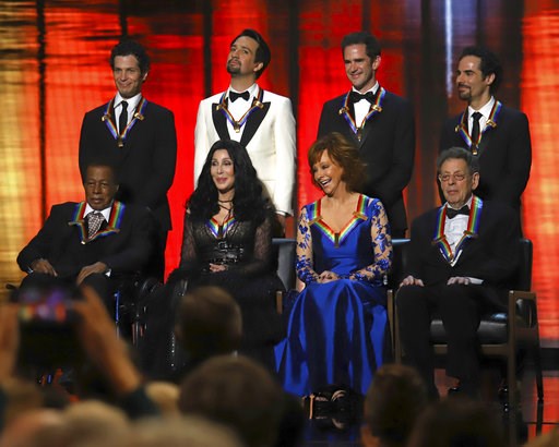 (Photo by Greg Allen/Invision/AP). 2018 Kennedy Center honorees, front row from left, Wayne Shorter, Cher, Reba McEntire and Philip Glass; while back row from left, the co-creators of "Hamilton," Thomas Kail, Lin-Manuel Miranda, Andy Blankenbuehler and... (Photo by Greg Allen/Invision/AP). 2018 Kennedy Center honorees, front row from left, Wayne Shorter, Cher, Reba McEntire and Philip Glass; while back row from left, the co-creators of "Hamilton," Thomas Kail, Lin-Manuel Miranda, Andy Blankenbuehler and...