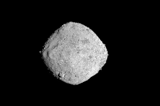 (NASA/Goddard/University of Arizona via AP). This Nov. 16, 2018, image provide by NASA shows the asteroid Bennu. After a two-year chase, a NASA spacecraft has arrived at the ancient asteroid Bennu, its first visitor in billions of years. The robotic ex...