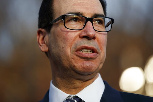 (AP Photo/Evan Vucci). Treasury Secretary Steve Mnuchin talks with reporters about trade negotiations with China, at the White House, Monday, Dec. 3, 2018, in Washington. (AP Photo/Evan Vucci). Treasury Secretary Steve Mnuchin talks with reporters about trade negotiations with China, at the White House, Monday, Dec. 3, 2018, in Washington.